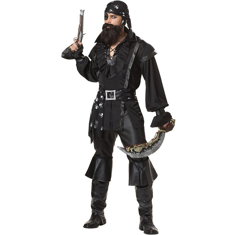 Capitão Jack Sparrow pirata cosplay fantasia para homens, adulto halloween
