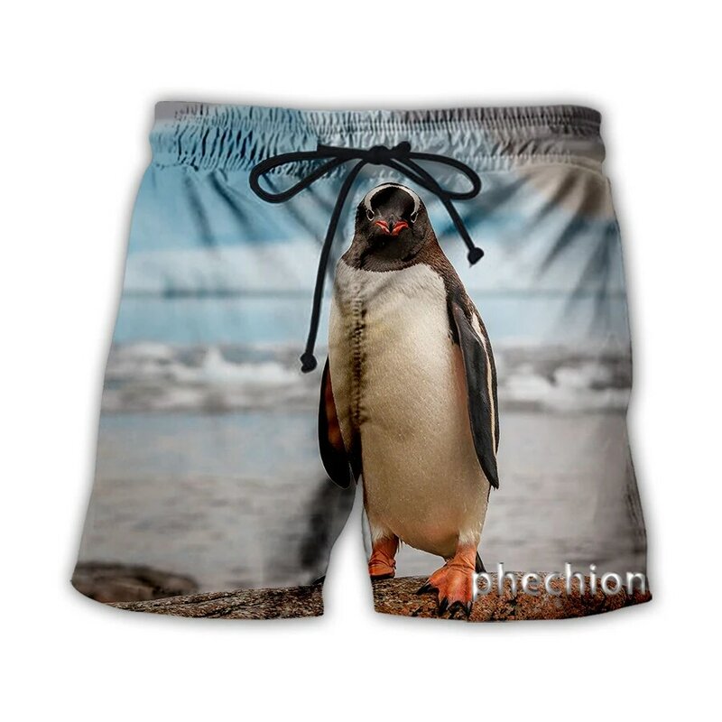 Phechion-pantalones cortos deportivos holgados para hombre y mujer, Shorts informales con estampado 3D de pingüino Animal, ropa de calle a la moda, A279