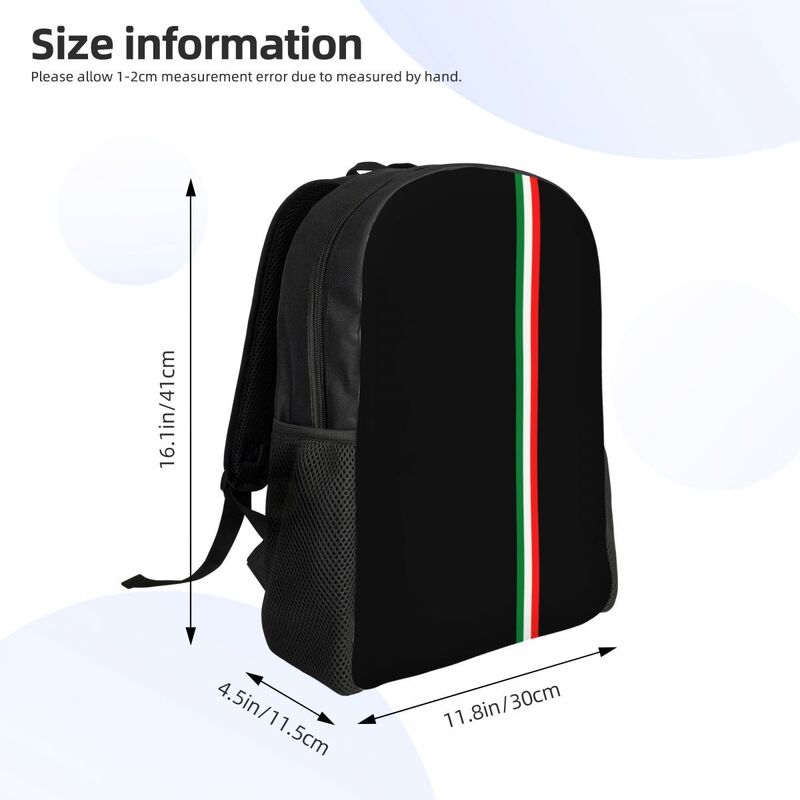 Custom Minimalist Italy Flag Backpacks for Girls Boys Italian College School Travel Bags Men Women Bookbag Fits 15 Inch Laptop
