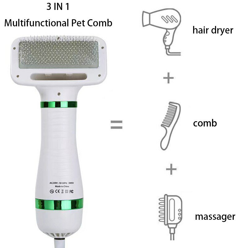 Pet cabelo secador 2 com escova Slicker, profissional Home Grooming, peludo de secagem, cão portátil ventilador, gato
