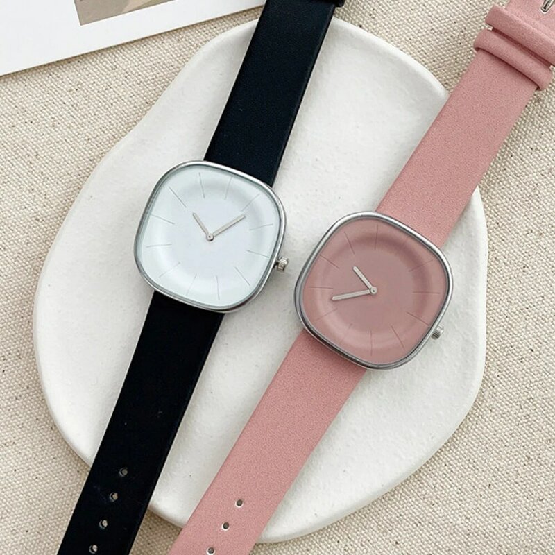 Reloj de cuero de diseño minimalista para mujer, relojes de cuarzo para mujer, reloj femenino informal, elegante, moda