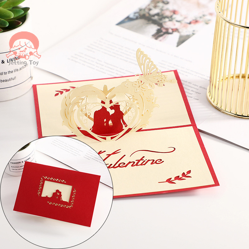 Tarjeta de felicitación emergente 3D para amantes felices, sobre, Día de San Valentín, cumpleaños, aniversario, invitación, tarjeta de felicitación, tarjeta postal para parejas