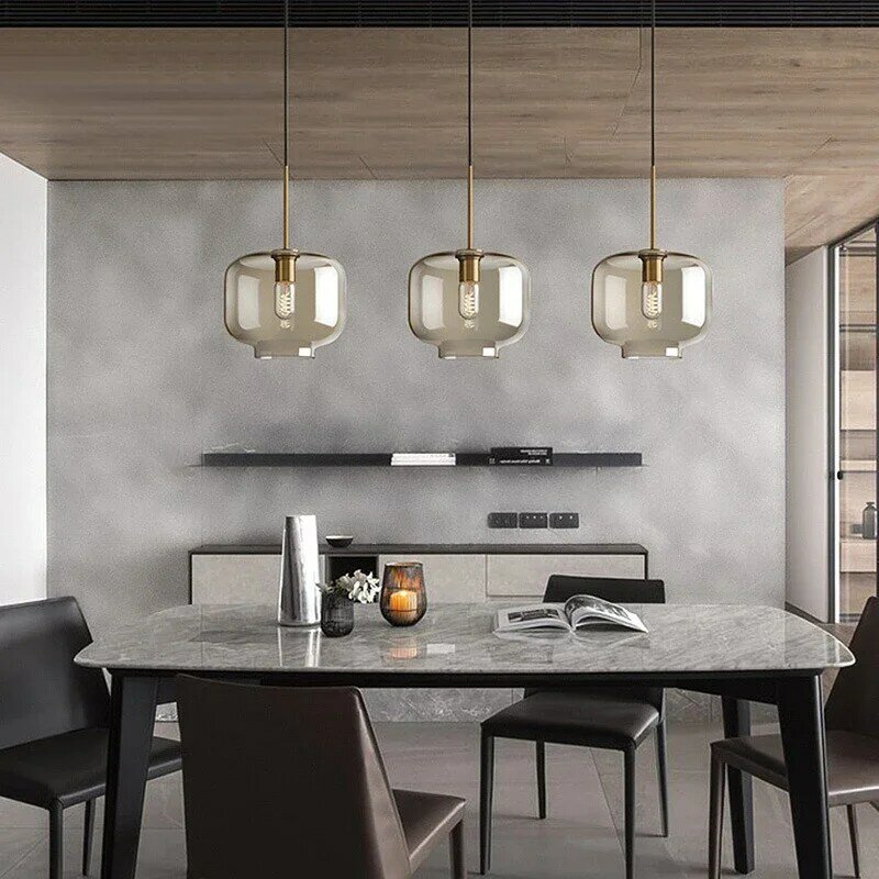 Современный подвесной стеклянный светильник в скандинавском стиле лофт, подвесные светильники E27/E26 для промышленного декора, лампа для кухни, ресторана