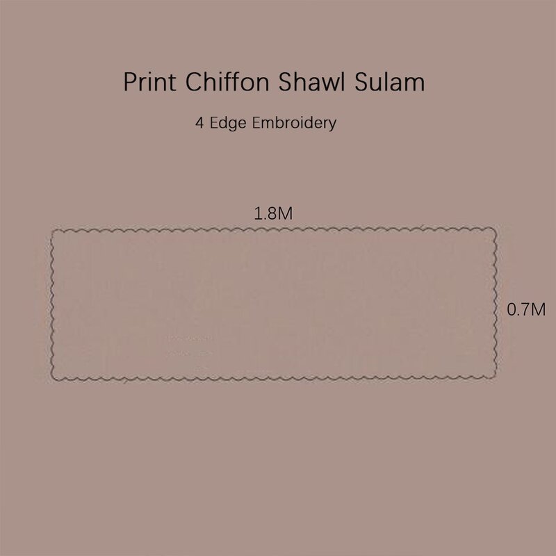 Sciarpa hijab in Chiffon con motivo floreale sciarpa stampata Foulard scialli avvolge fiore Foulard velo khimar 4 ricamo laterale 180x70cm
