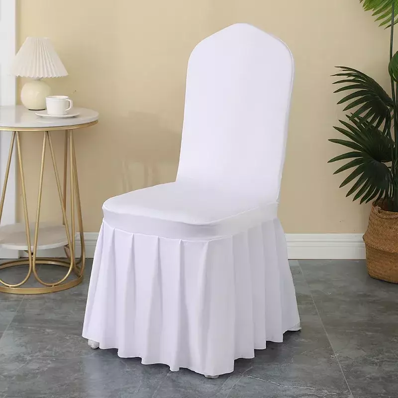 Funda elástica gruesa para silla, Falda plisada de LICRA para boda, decoración de banquete y fiesta, color blanco, 1 unidad