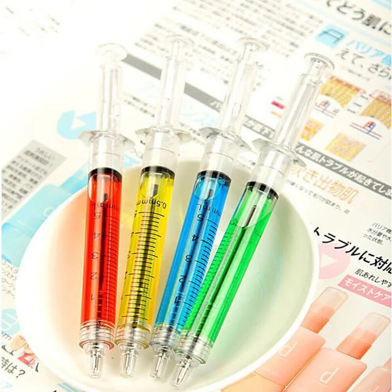 4PCS/lot Liquid Novelty Syringe Ballpoint Pen Syringe Ballpoint Pen Child Gift