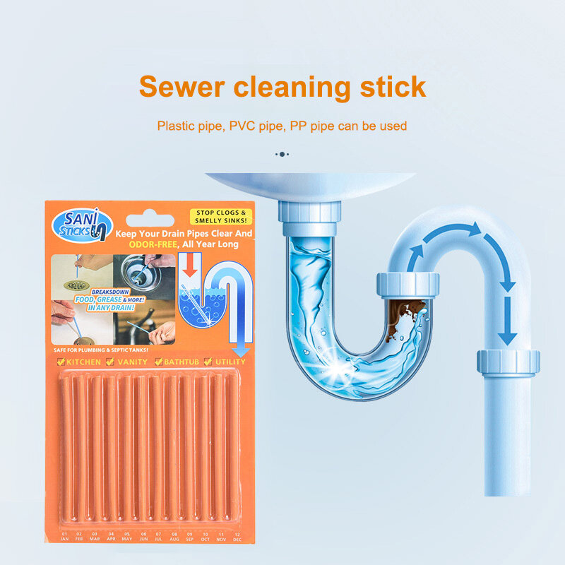 Kitchen Sink Sewer Cleaning Agent Remove Oil Pollution Washbasin Toilet Bathtub Pipe Cleaning Sticks Household Cleaning Products