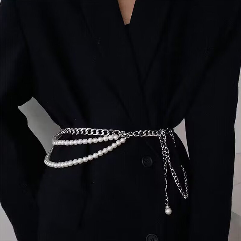Mode Vintage Gürtel Imitation Perlen Spleißen Frau Gürtel Körper kette hochwertige mehr schicht ige exquisite Gürtel Schmuck Accessoires