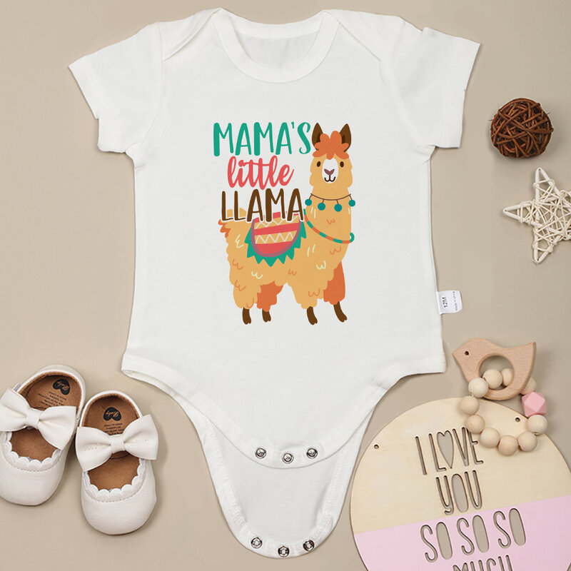Mama's Little Lama Kawaii Baby Clothes, Onesie en coton pour bébé, Confortable et doux pour la maison, Combinaison de batterie pour nouveau-né garçon, 0-24 mois, Livraison rapide