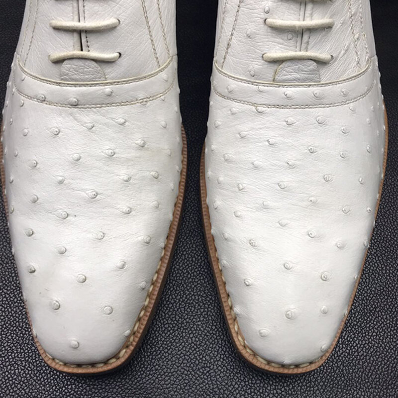 Chue جديد الذكور الترفيه الأعمال جديد حقيقي النعامة الأحذية الجلدية الرجال الأحذية موضة الرجال الأحذية الرسمية
