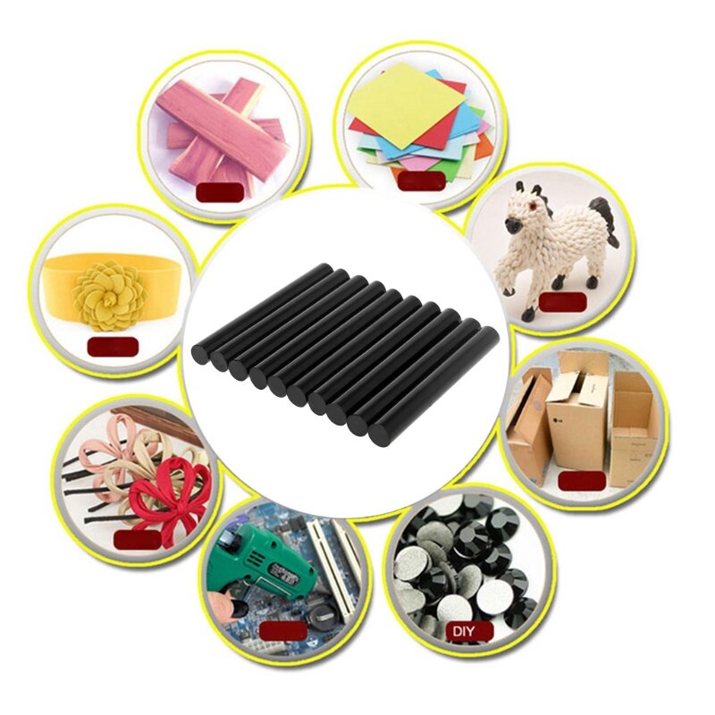 10pcs Hot Melt   Black High Adhesive 11mm For DIY Craft Toy Repair Tool