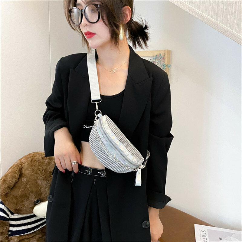 여성용 소형 허리 가방, 세련된 통근용 스팽글 핸드백, 맞춤형 숄더 스트랩 백, 경량 캐주얼 숄더백