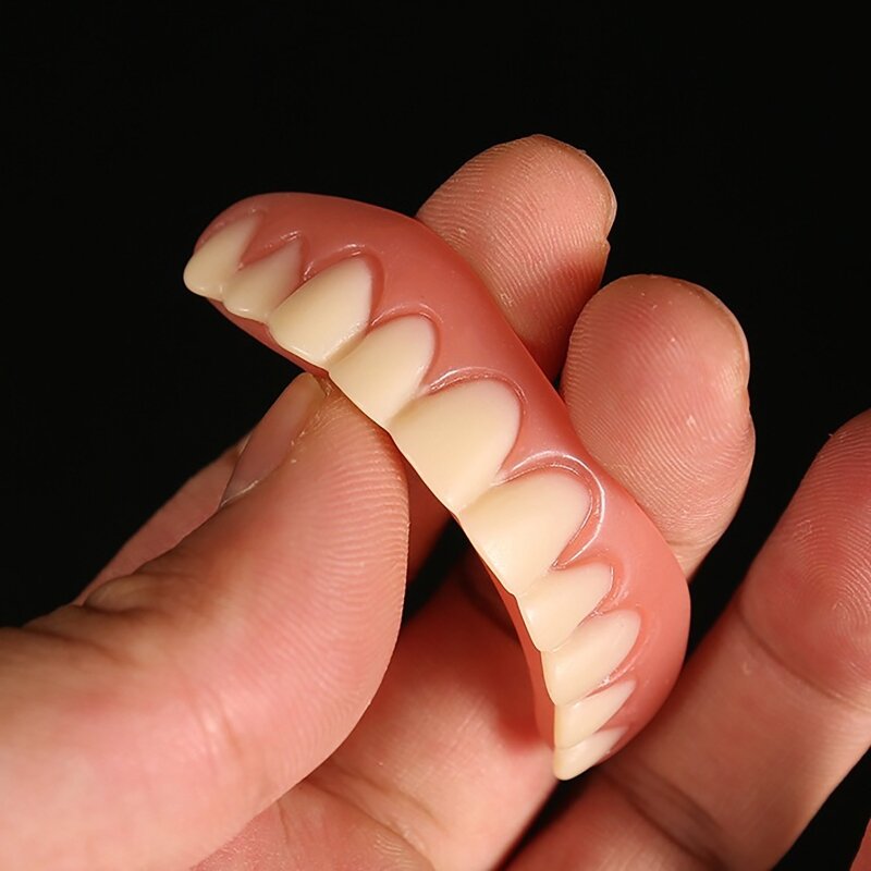 Carillas superiores inferiores de silicona 50LD, carillas de risa perfecta, dentaduras, pasta, dientes falsos