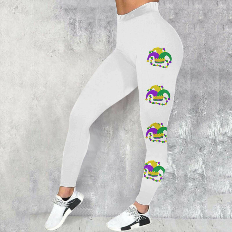 Леггинсы женские с принтом «Марди Гра», повседневные спортивные штаны для йоги, с цветным принтом, модные облегающие легинсы в ретро стиле