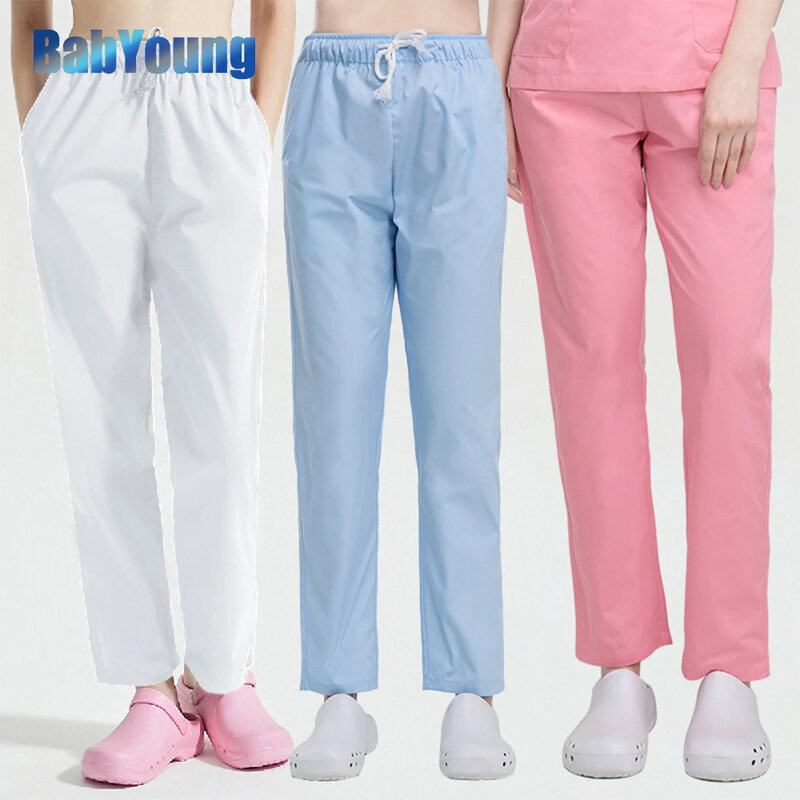 Medical Scrubs Pants Nurse Uniforms Lab Dust-proof Work Bottoms Wholesale Scrubs Women Pants Elastic Waist Pants Nursing Pants