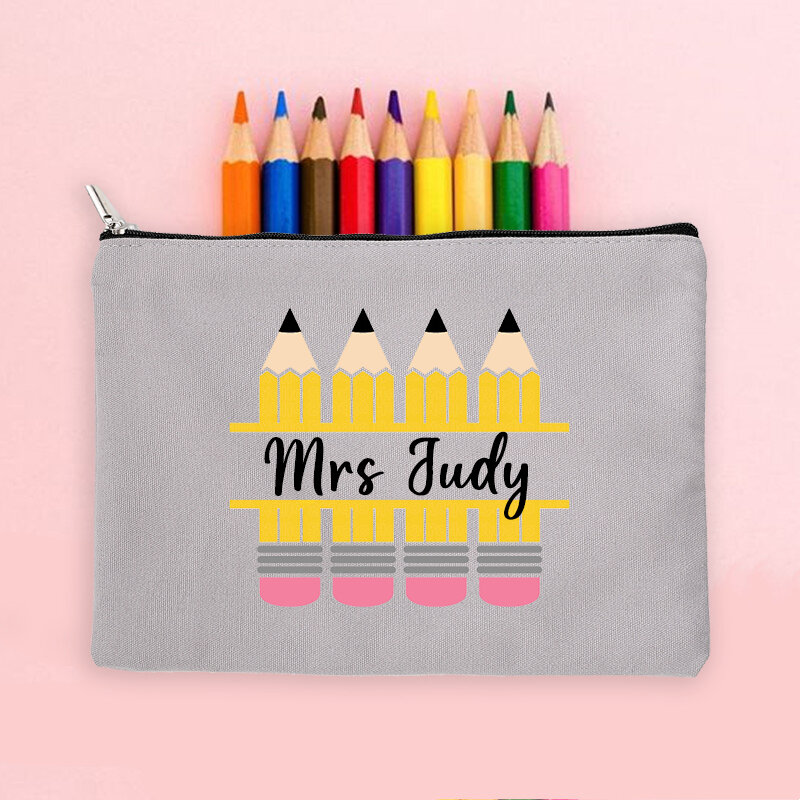 Teacher Gifts Personalised Teacher Name Zipper Makeup Bags Student Back To School Pencil Bag Travel Wash Storage Pouch Classroom
