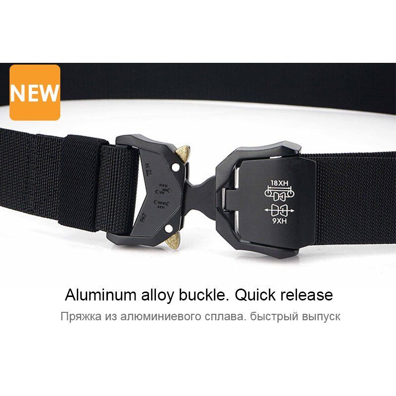 Cintura elastica VATLTY da 140cm per uomo fibbia a sgancio rapido in lega di alluminio cintura tattica in Nylon resistente accessori militari maschili