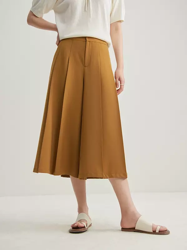Calças de saia com cintura alta estilo Hepburn, deslocamento versátil, ajuste solto, grandes dimensões, elegante, novo, verão, 2024