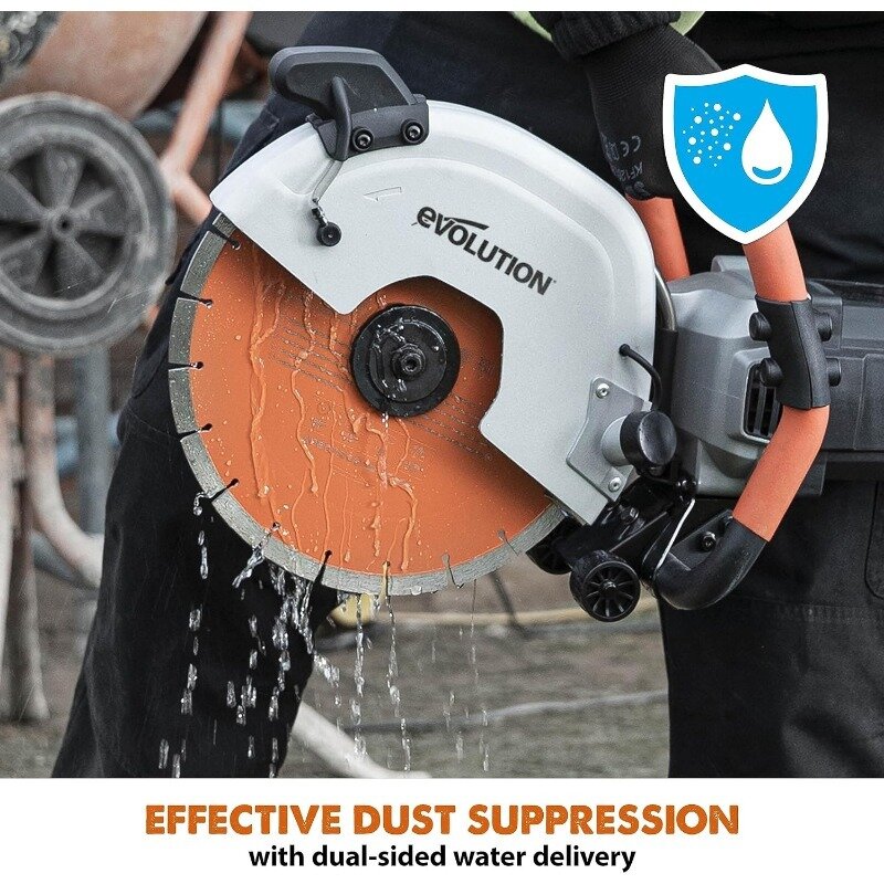 Evolution R300DCT+ 12 Inch Concrete Saw with Water Fed Dust Suppression & Smith Performance Sprayers