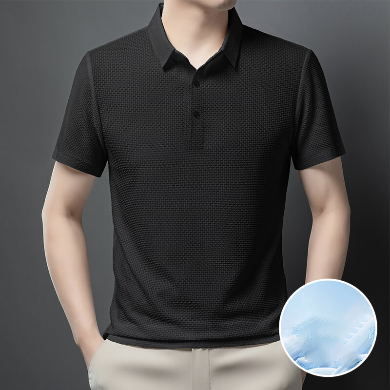 Fashion Lapel Button Solid Color Business Polo Shirts Men's Clothing 2024 Summer New Loose Casual Pullovers All-match Tee Shirt
