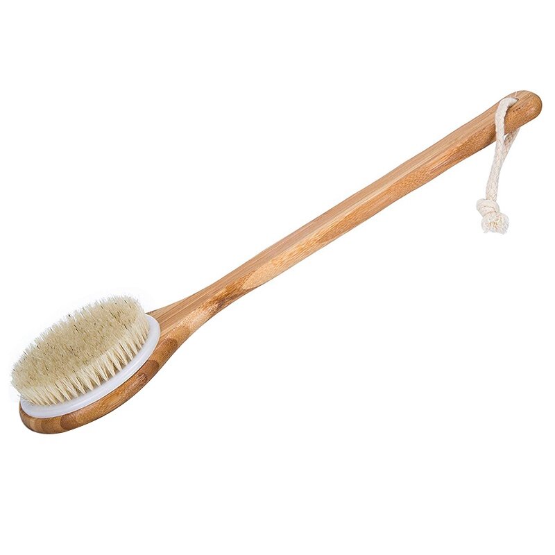 Best Bath Dry Body Brush -Natural Boar Bristles Shower Back Scrubber With Long Handle For Cellulite, Exfoliation, Detox