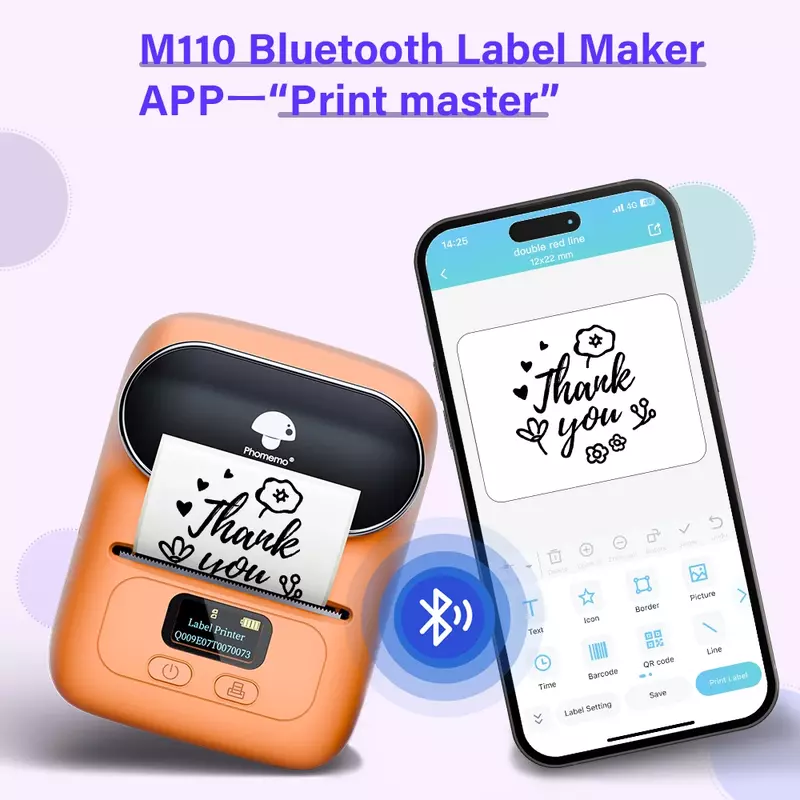Phomemo m110 thermischer drahtloser Etiketten drucker tragbarer Bluetooth-Aufkleber Mini drucker Barcode-Etiketten hersteller Preis schild drucker diy