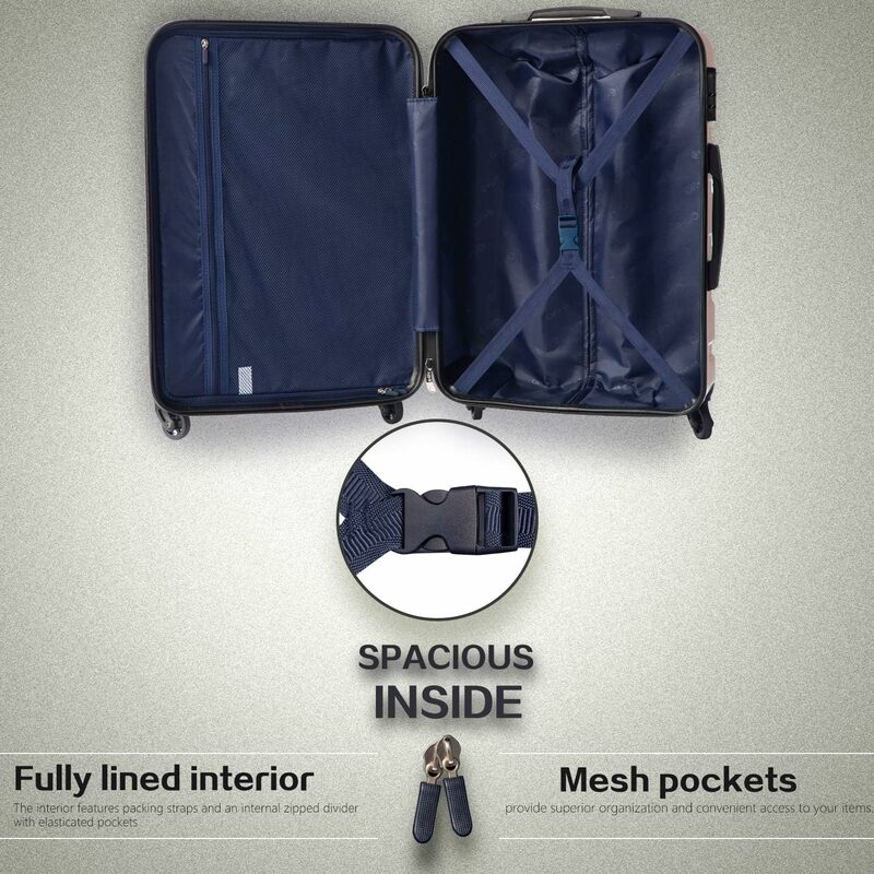 Coolife-Ensemble de 4 pièces pour bagages, valise spinner à coque rigide, serrure TSA légère