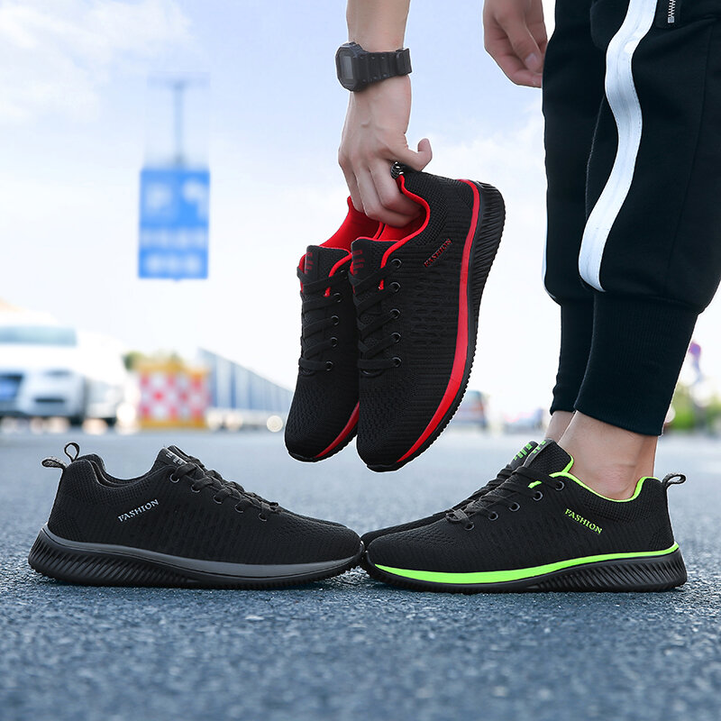 Летняя прогулочная обувь, повседневные кроссовки на плоской подошве, дышащая спортивная легкая мужская обувь на шнуровке, уличная спортивная обувь для бега