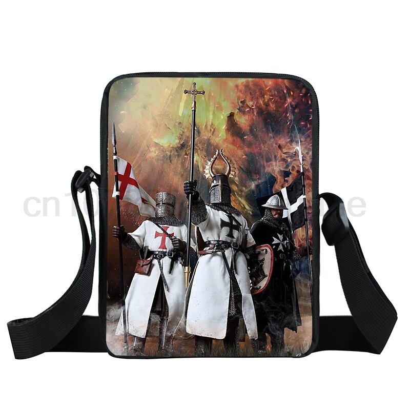Tas kurir motif simbol Ksatria Templar tas buku anak-anak prajurit abad pertengahan kantung bahu tas bahu Satchel kecil segel silang Yerusalem Hadiah