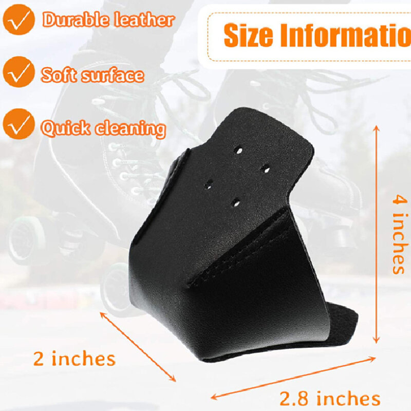 Protectores de cuero para patines en línea, protectores para dedos de los pies, piezas con 4 agujeros, accesorios para patines, 2 piezas