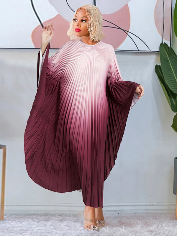 Элегантные и красивые женские платья, свободное плиссированное платье с рукавом «летучая мышь», сексуальные женские платья, размеры 4xl, оптовая продажа, Прямая поставка