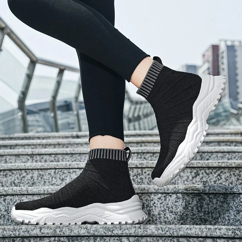 High-top Sock Sneakers Men 2024 Trendy Sports Shoes Men Mesh Breathable Jogging Shoe Oversize Walking Shoes Male Footwear
