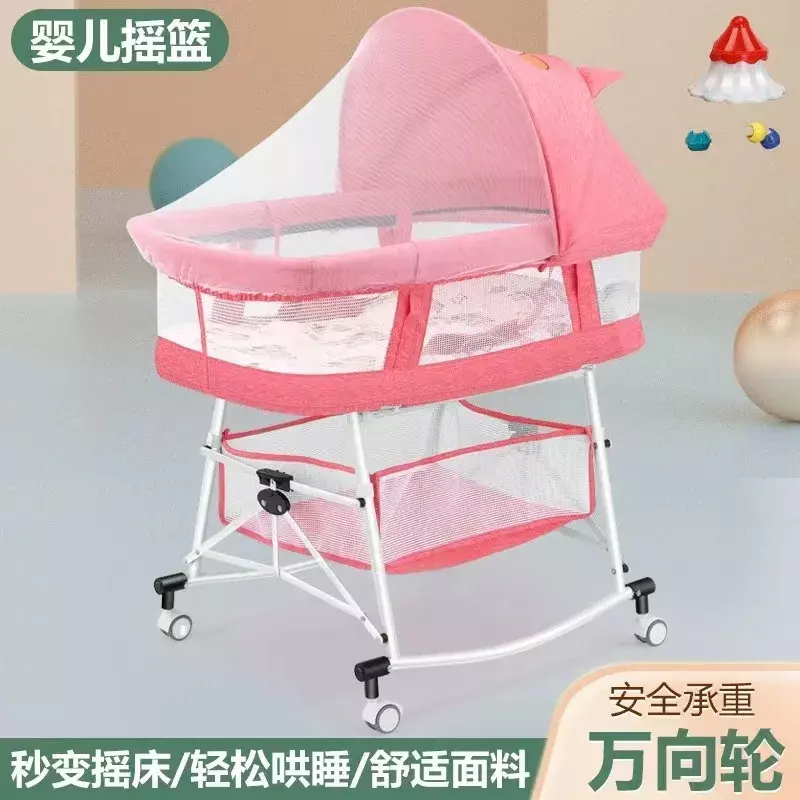 Berço portátil para recém-nascido, cama dobrável multifuncional, cama de berço, escudo mosquito