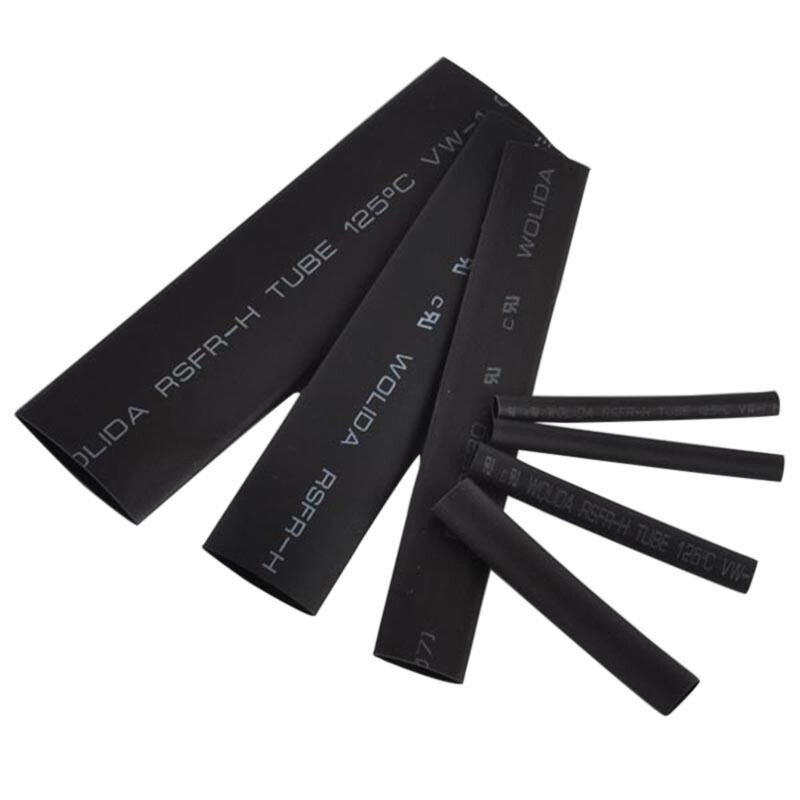 127Pcs Black Weatherproof Heat Shrink Sleeving Tubing Tube Assortment Kit Electrical Connection Electrical Wire Wrap Cable