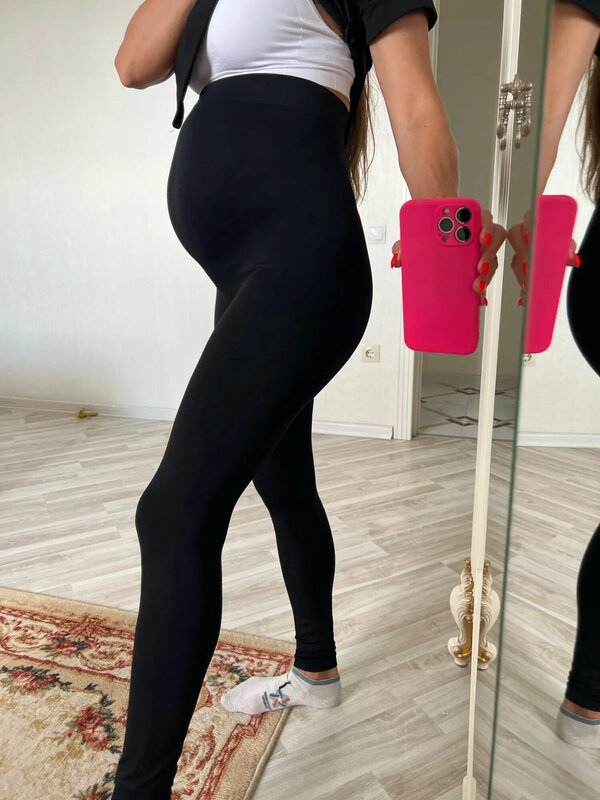 Elastische Mutterschaft slegg mit hoher Taille, dünne Umstands mode für schwangere Frauen, Bauchs tütze, gestrickte Leggins, Body Shaper-Hose
