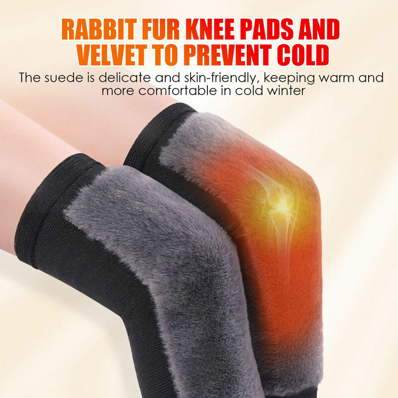 Bantalan lutut anti-kelinci, tebal musim dingin pria dan wanita pelindung kaki elastis rajut bantalan lutut hangat