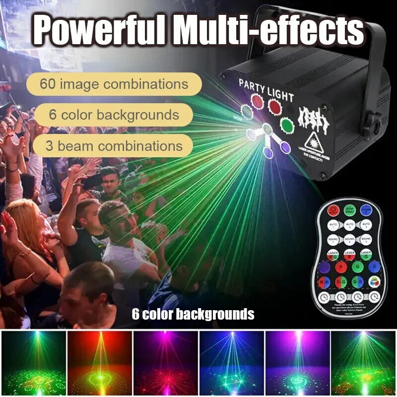 Mini RGB Laser Projector Stage Light DJ Disco LED Lamp USB Rechargeable UV Sound Strobe Stage Effect Wedding Xmas Holiday Party