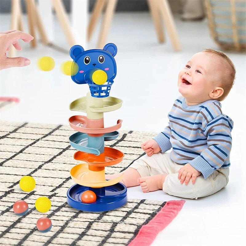 Juguete Montessori de apilamiento de Torre arcoíris, juego de anidación de cognición de Color, motricidad fina para bebé, juguetes educativos