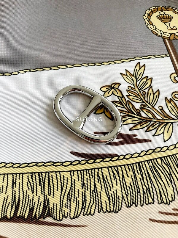 90cm Schal Schnalle Luxus Schal halter Zubehör gestohlen Bandana Knopf Schmuck Creolen Silber Metall Ring Clip weibliches Geschenk