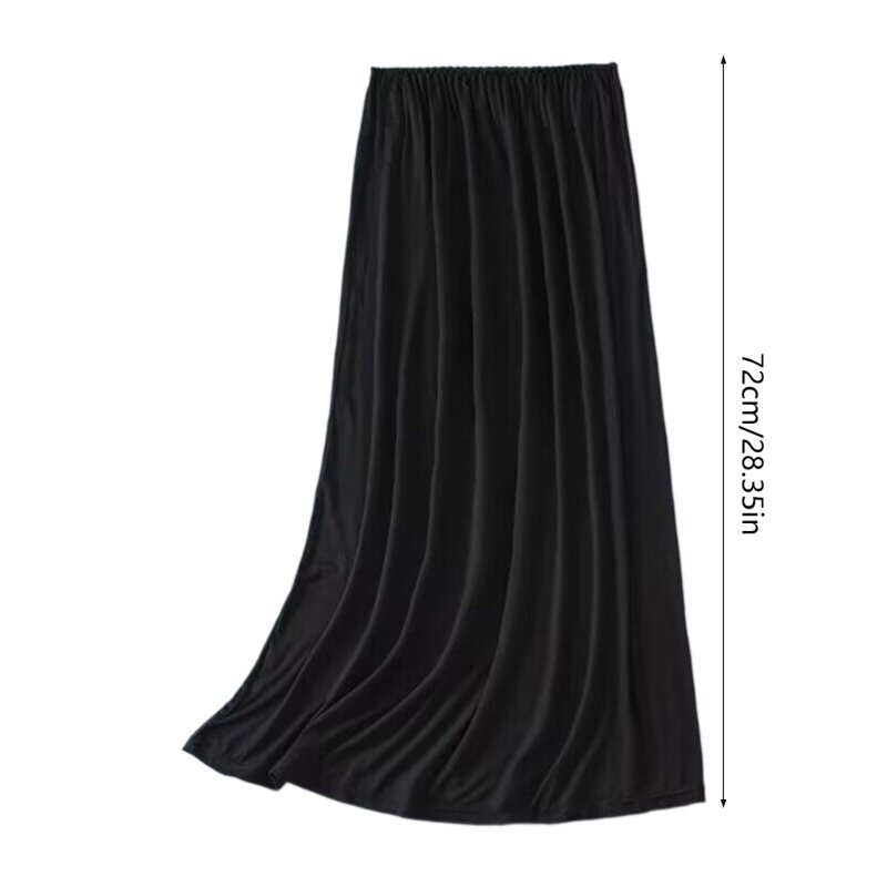 Womens Half Slip Long Underskirt Elastic Waist Basic Solid Color Petticoat Skirt Drop Shipping