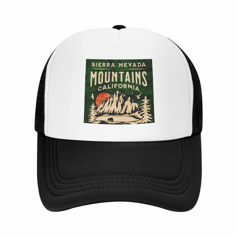 Montañas de Sierra Nevada: ¡aventura al oeste! Gorra de béisbol para hombre y mujer, gorro de camionero, diseño, senderismo