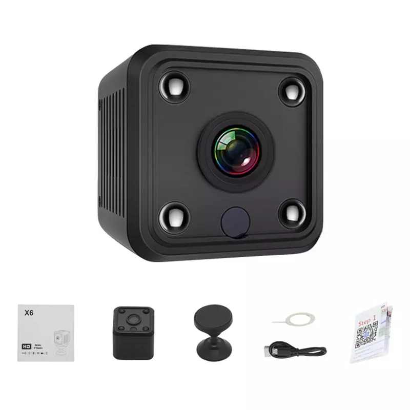 X6 kamera IP Mini HD 1080P nirkabel, kamera olahraga WiFi, kamera IP rumah pintar dengan baterai bawaan dan penglihatan malam