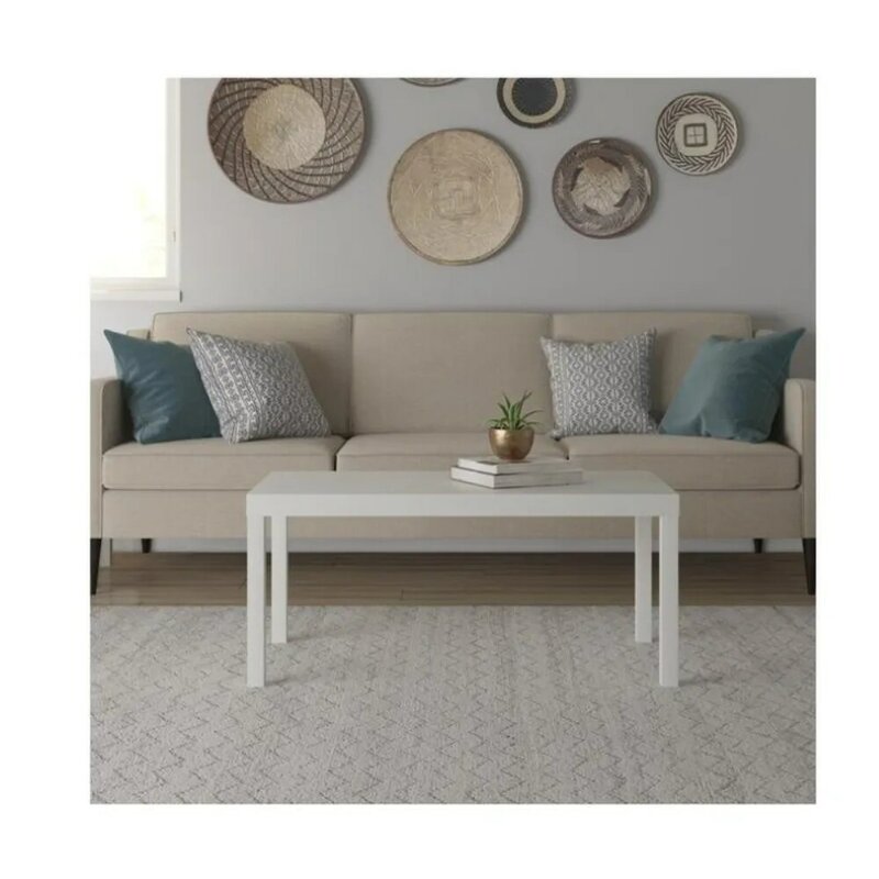 Tavolino bianco, può ospitare spazio di archiviazione per qualsiasi decorazione del soggiorno, tavolino da caffè
