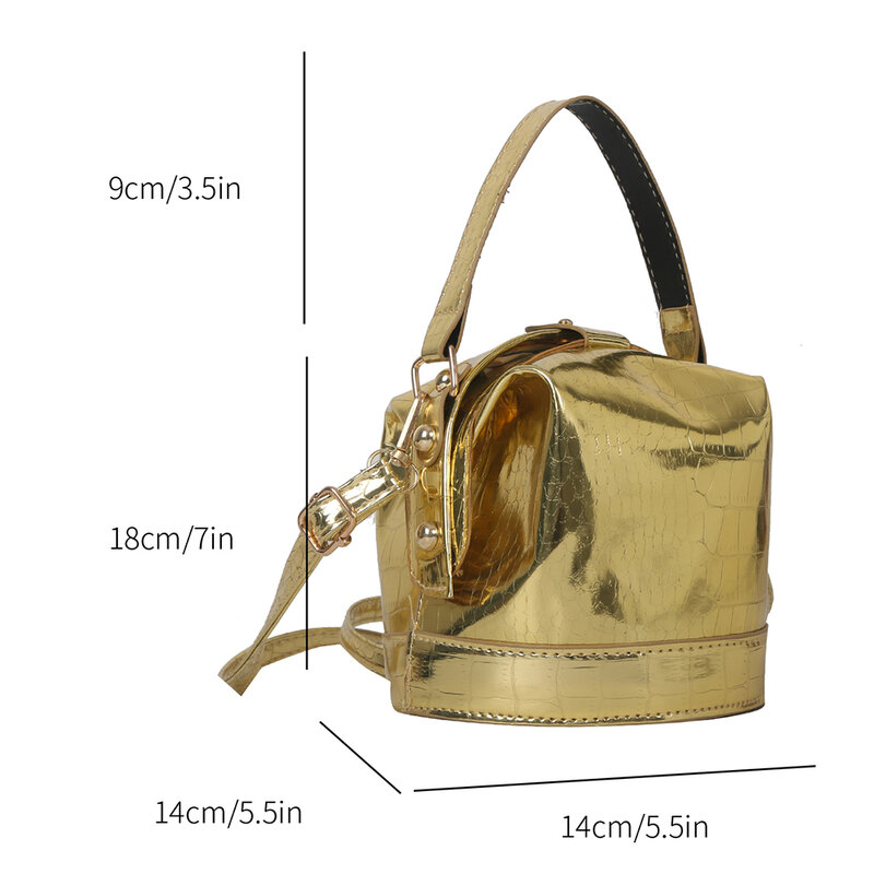 Tas wanita kulit berkilau, tas wanita kulit, tas selempang Solid kecil, tas tangan PU, tas kurir kasual wanita