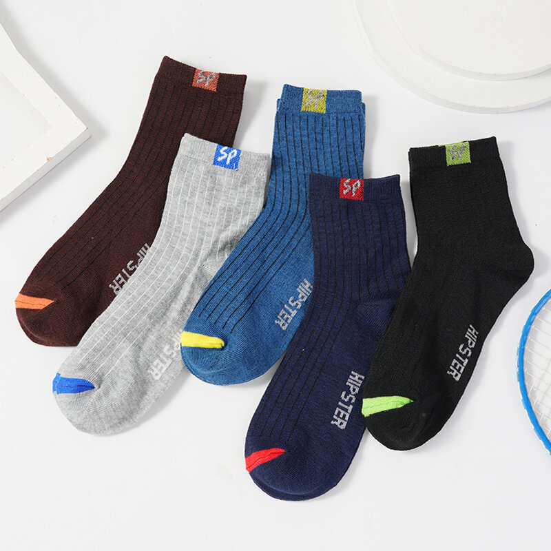Herren Polyester Baumwolle Casual Socken Mode Street Fun neue Stile Mittel rohr weiche atmungsaktive Socke