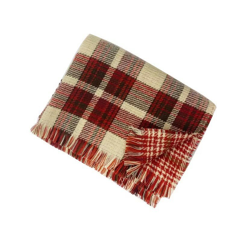 2023 Women's Winter Double-Sided Plaid Scarf Colorful Shawl Korean Style Christmas Paragraph Scarf Thickening Warmth
