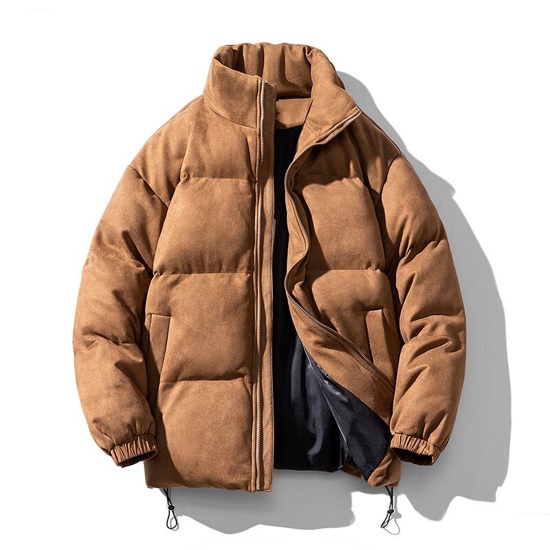 Mantel parka Retro baru musim dingin 2023 jaket gelembung Pria berbagai warna mantel polos hangat ukuran besar Streetwear jaket Puffer Suede palsu