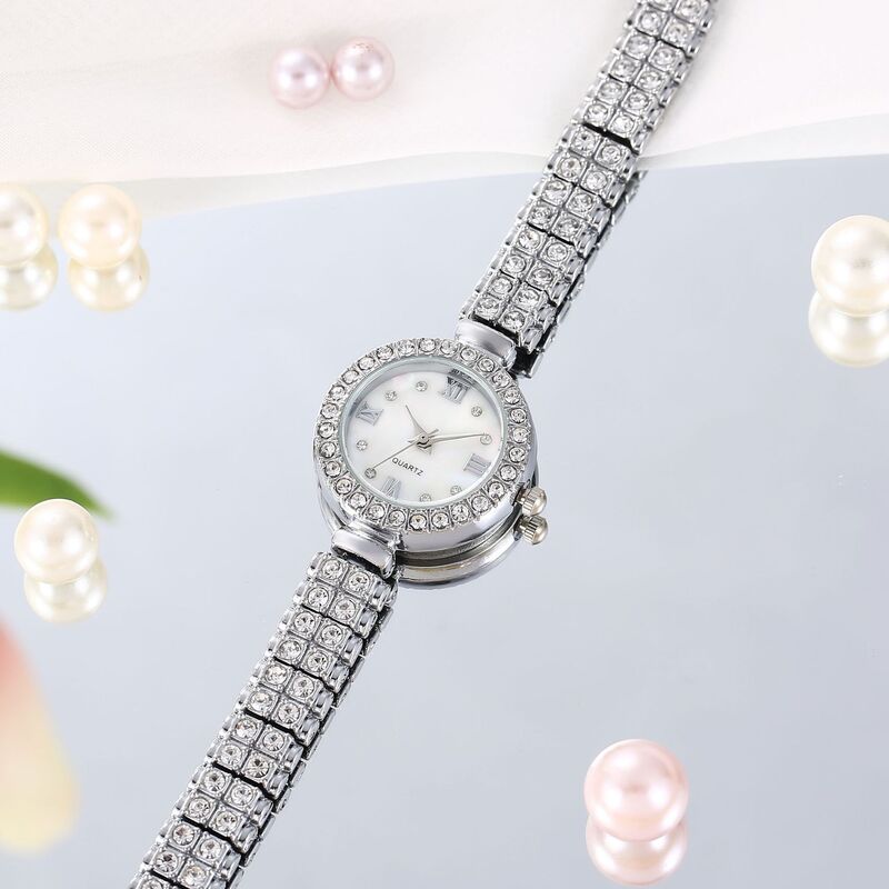 Utthai W47 jam tangan wanita, mode mewah ringan temperamen berlian bulat perhiasan serbaguna