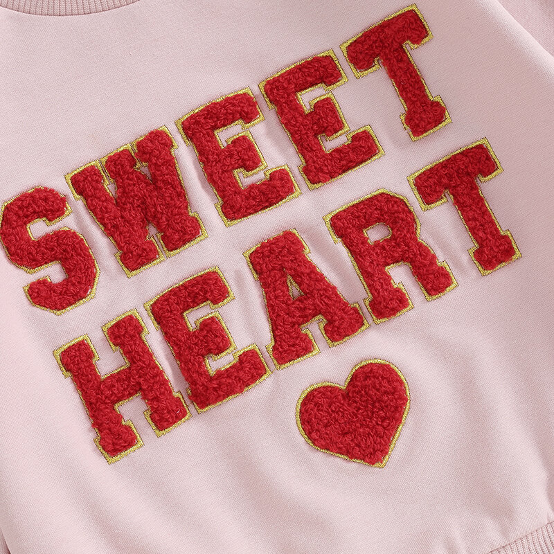 300-11-07 Liora itiin 6m-4y Kleinkind Mädchen Valentinstag Sweatshirts Langarm O-Ausschnitt Brief Herz Stickerei Pullover Tops
