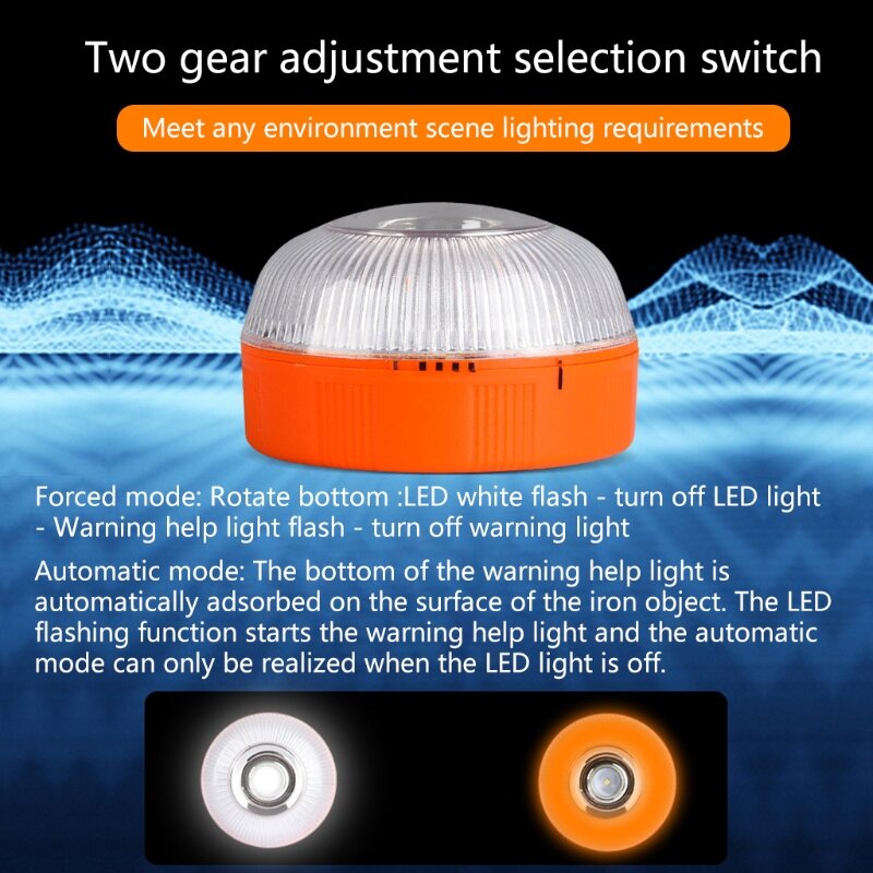 Luz advertencia coche LED para coches, luz emergencia, luz intermitente, tráfico, carga por inducción magnética fuerte,